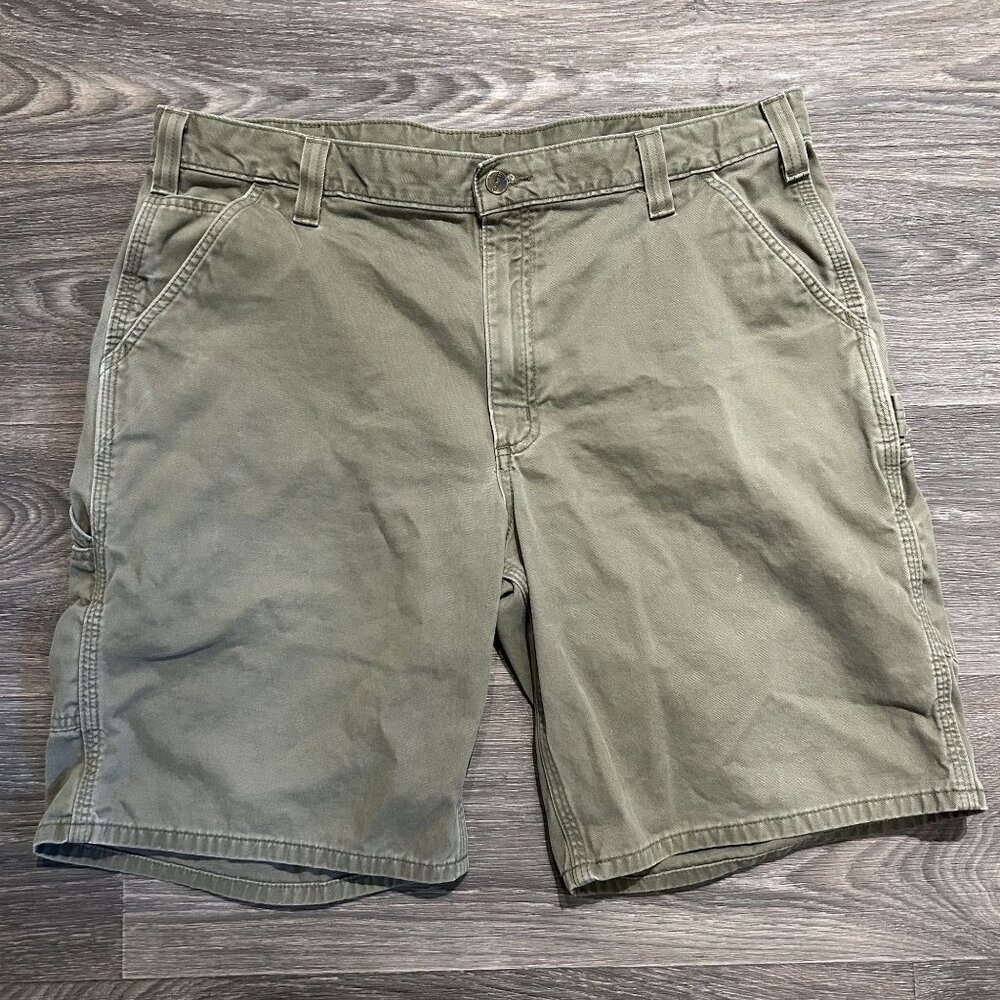 Carhartt Mens 40 Washed Twill Work Cargo Shorts Relaxed Fit Green Workwear